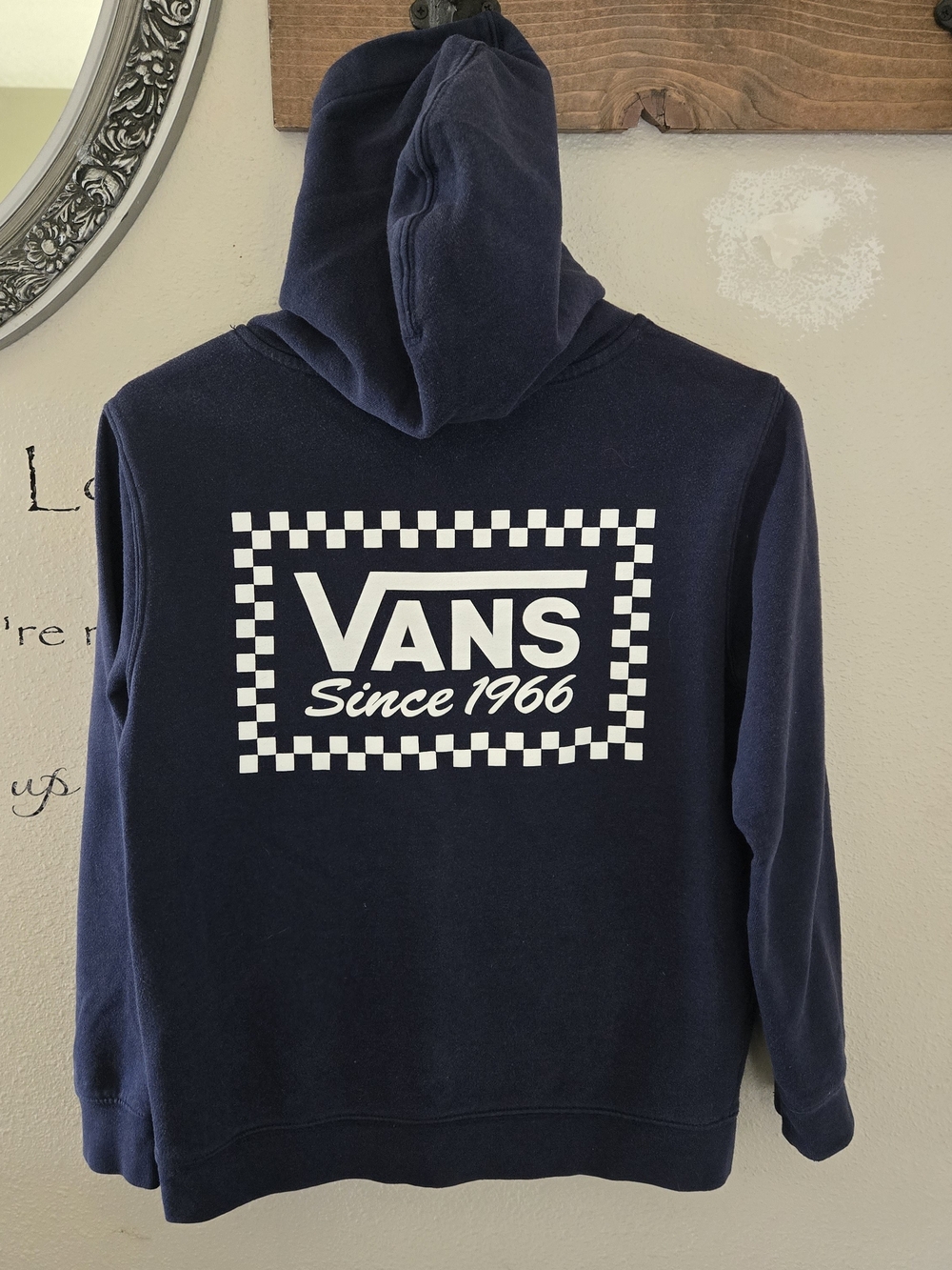 Vans Hooded Sweatshirt Boys Medium Hoodie Pullover Youth Navy Blue
